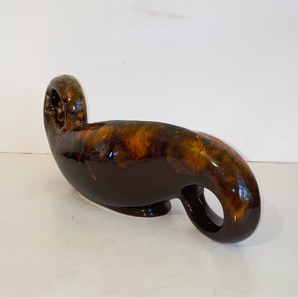 Vintage MCM Enchanto Company Burbank Calif Brown Drip Ceramic Console Planter - Picture 4 of 11